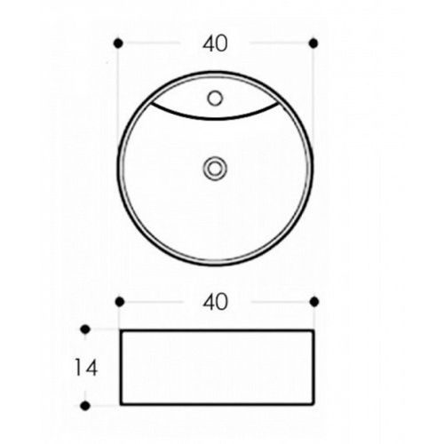 Раковина накладная Watersense Milana S D40 W00007 400х400х145 мм с полочкой под смеситель, белая