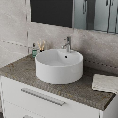 Раковина накладная Watersense Milana S D40 W00007 400х400х145 мм с полочкой под смеситель, белая