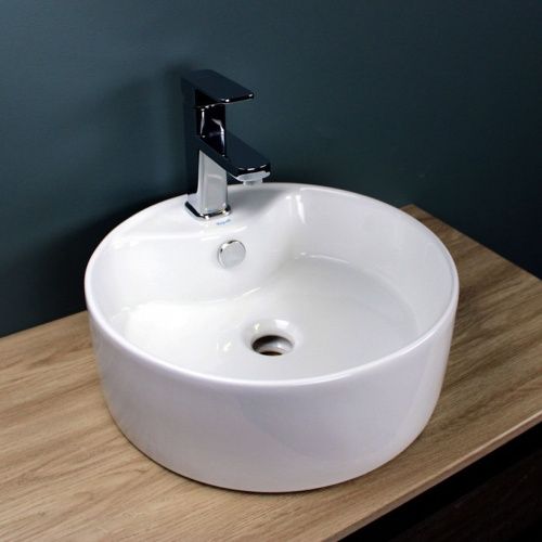 Раковина накладная Watersense Milana S D40 W00007 400х400х145 мм с полочкой под смеситель, белая