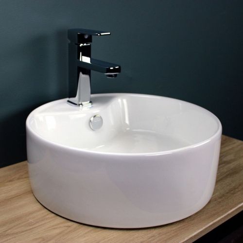 Раковина накладная Watersense Milana S D40 W00007 400х400х145 мм с полочкой под смеситель, белая