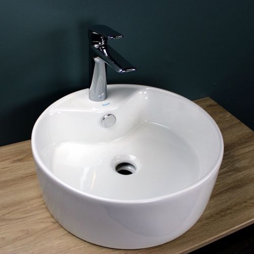 Раковина накладная Watersense Milana S D40 W00007 400х400х145 мм с полочкой под смеситель, белая