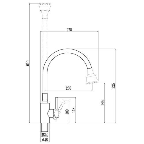Смеситель для кухни Fmark FS8288H-12 с гибким изливом, бежевый (6)
