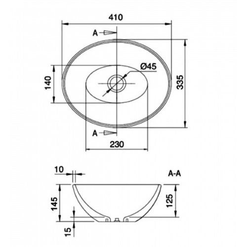 Раковина накладная Watersense Amelia 40 W00066 410х335х145 мм черная матовая