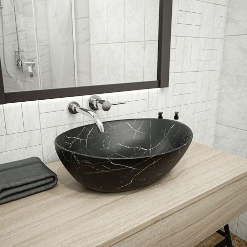 Раковина накладная Watersense Amelia 40 W00069 410х335х145 мм черный мрамор