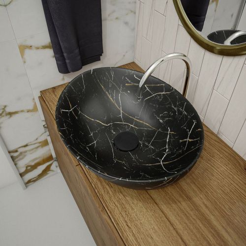 Раковина накладная Watersense Amelia 40 W00069 410х335х145 мм черный мрамор