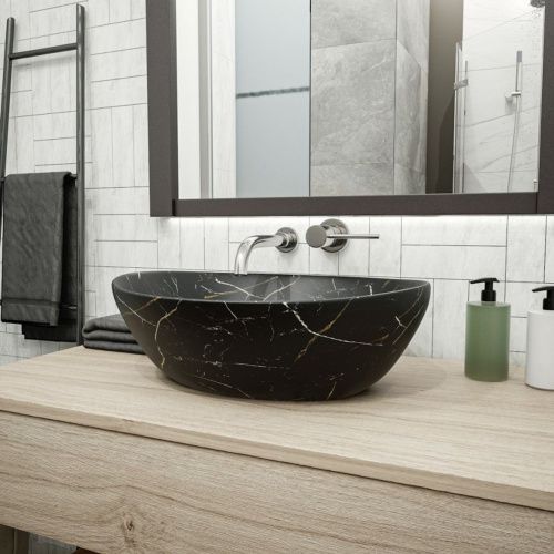 Раковина накладная Watersense Amelia 40 W00069 410х335х145 мм черный мрамор