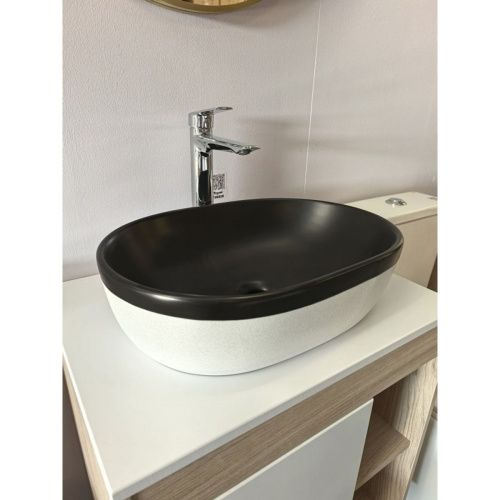 Раковина накладная Watersense Rita 48 Duo artceramic W00767 485х350х140 мм черно-белый матовый