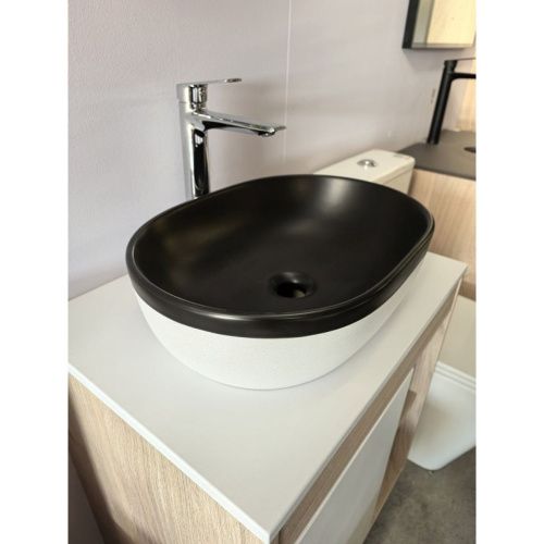 Раковина накладная Watersense Rita 48 Duo artceramic W00767 485х350х140 мм черно-белый матовый