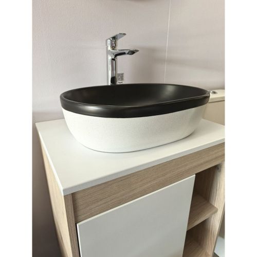 Раковина накладная Watersense Rita 48 Duo artceramic W00767 485х350х140 мм черно-белый матовый