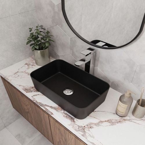 Раковина накладная Watersense Eva Mini 48 W00172 480х295х135 мм черная матовая