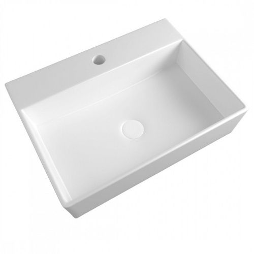 Раковина накладная Watersense Alina 56 W00020 565х425х140 мм с полочкой под смеситель, белая