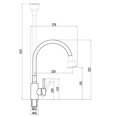 Смеситель для кухни Fmark FS8288H-04 с гибким изливом, серый (6)