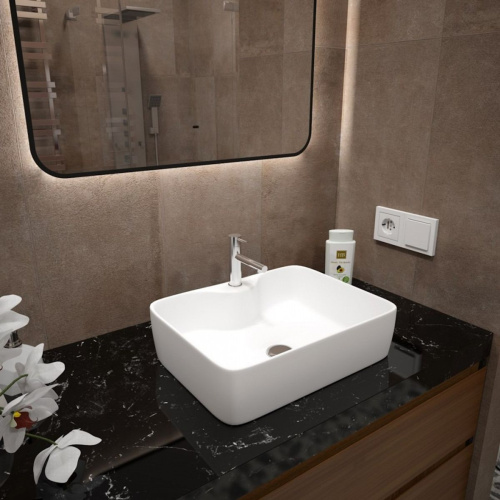 Раковина накладная Watersense Eva S 48 W00002 480х370х130 мм с полочкой под смеситель, белая