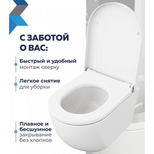 Сиденье для унитаза Watersense Milana Bio W01845 дюропласт, с микролифтом, быстросъем, универсальное