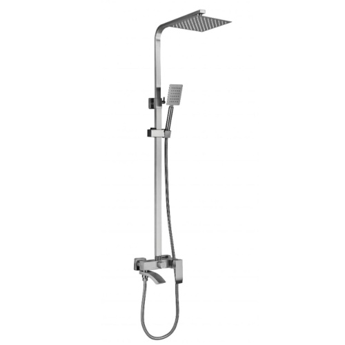 Душевая стойка Fmark FS8645-1 со смесителем, лейкой и тропическим душем, сатин (1)