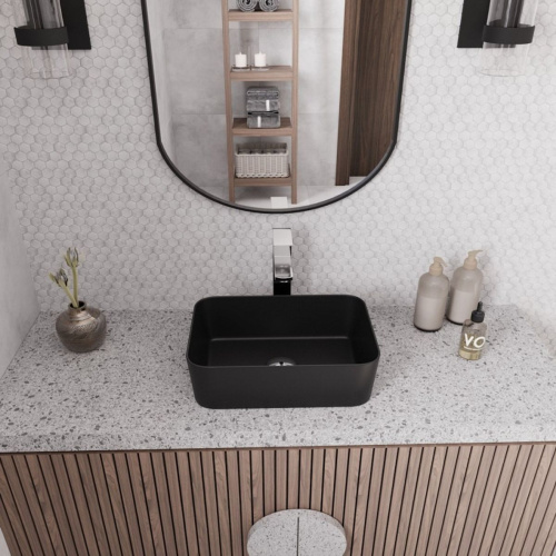 Раковина накладная Watersense Eva Mini 40 W00173 400х300х135 мм черная матовая