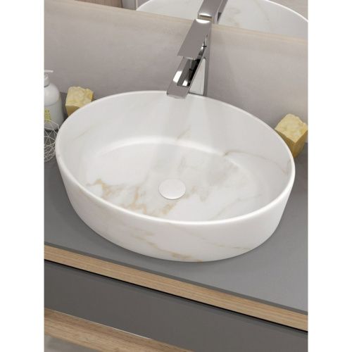 Раковина накладная Watersense Amelia 50 W00770 505х360х140 мм мрамор белый матовый