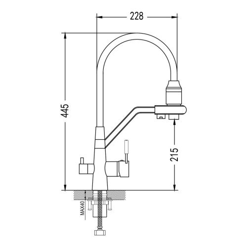 Смеситель для кухни Shevanik S968G с подключением фильтра питьевой воды, белый/золото
