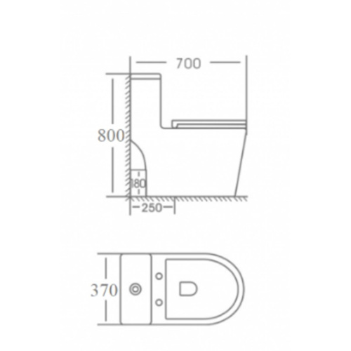 Унитаз моноблок напольный Knois KN6292200 горизонтальный выпуск, Торнадо, микролифт, 70х37х80 см.