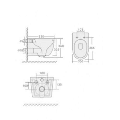 Комплект Инсталляция АНИ Пласт WC1110 1350х500х225 мм без кнопки+Клавиша Ани Пласт WP1300 белая глянцевая+Унитаз подвесной (Торнадо) Knois KN9722003