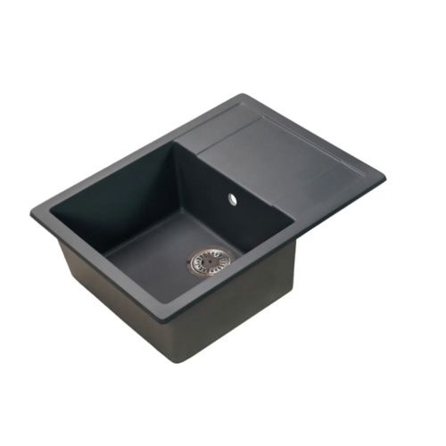 Мойка для кухни врезная SimGran Q-18 тёмно-серая из кварцистик, 65*50.3 см без сифона