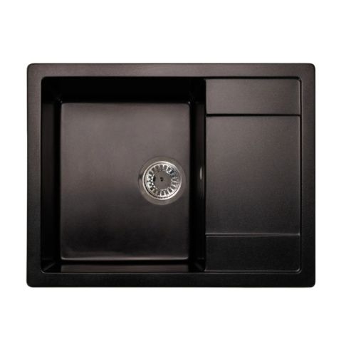 Мойка для кухни врезная SimGran Q-18 чёрная из кварцистик, 65*50.3 см без сифона