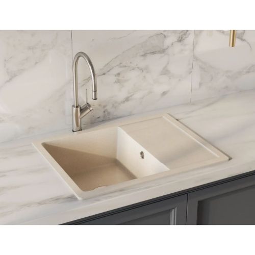 Мойка для кухни врезная SimGran Q-18 чёрная из кварцистик, 65*50.3 см без сифона