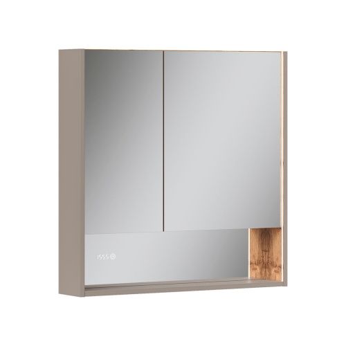 Шкаф зеркальный EQUIL Gleam 80.2D szGLEAM.LED.80.2D-25, амарок/дуб вотан