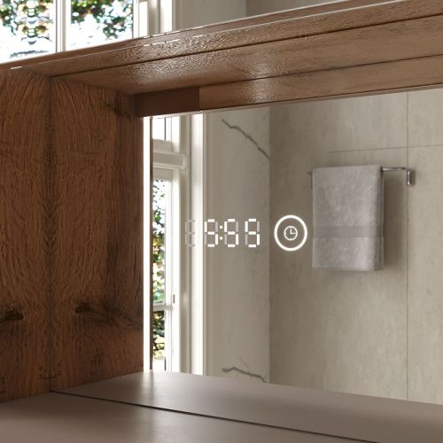 Шкаф зеркальный EQUIL Gleam 80.2D szGLEAM.LED.80.2D-25, амарок/дуб вотан