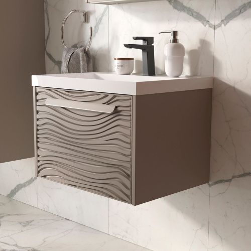 Тумба для ванны подвесная Gleam 60.1Y tpGLEAM60.1Y-25, амарок/дуб вотан м раковиной Prime 60 78857