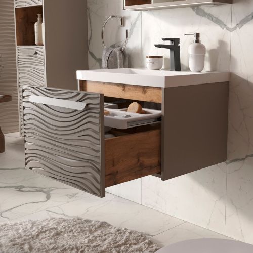 Тумба для ванны подвесная Gleam 60.1Y tpGLEAM60.1Y-25, амарок/дуб вотан м раковиной Prime 60 78857