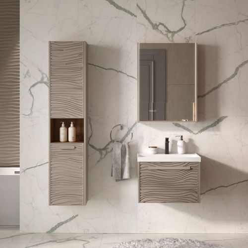 Тумба для ванны подвесная Gleam 60.1Y tpGLEAM60.1Y-25, амарок/дуб вотан м раковиной Prime 60 78857