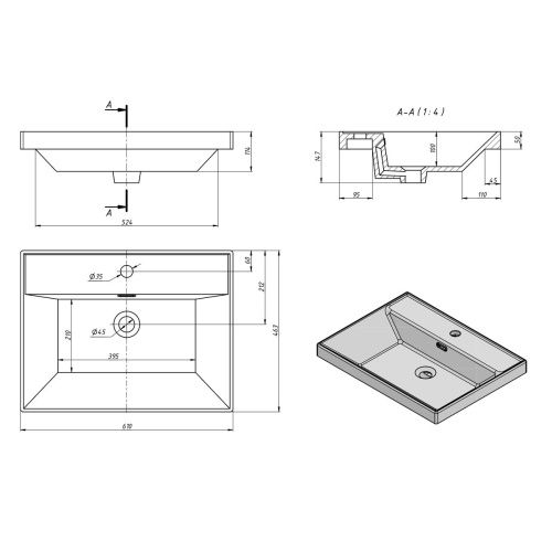 Тумба для ванны подвесная Gleam 60.1Y tpGLEAM60.1Y-25, амарок/дуб вотан м раковиной Prime 60 78857