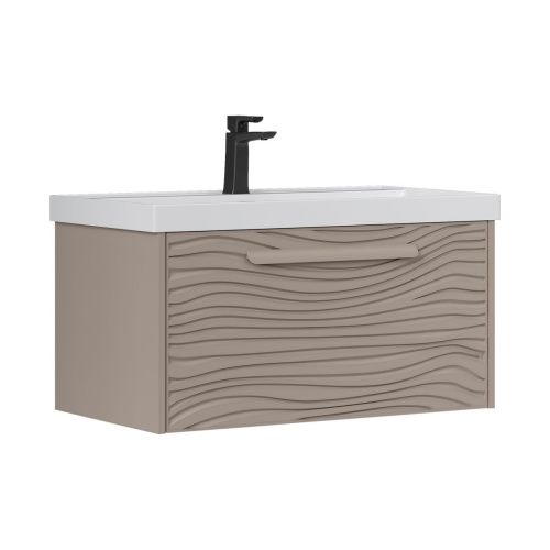 Тумба подвесная Gleam 80.1Y tpGLEAM80.1Y-25, амарок/ дуб вотан  раковина Prime 80 (78857)