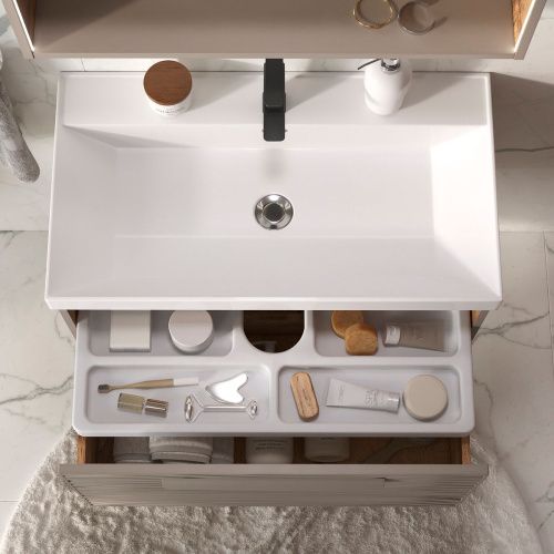 Тумба подвесная Gleam 80.1Y tpGLEAM80.1Y-25, амарок/ дуб вотан  раковина Prime 80 (78857)