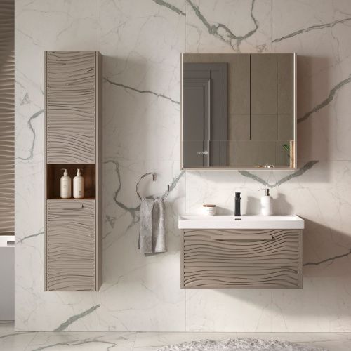 Тумба подвесная Gleam 80.1Y tpGLEAM80.1Y-25, амарок/ дуб вотан  раковина Prime 80 (78857)