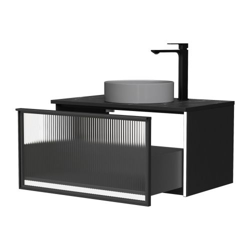 Тумба подвесная EQUIL Stoune 80.1Y дуб черный tpSTOUNE80.1Y-35 (арт. 110AMDH) БЕЗ РАКОВИНЫ