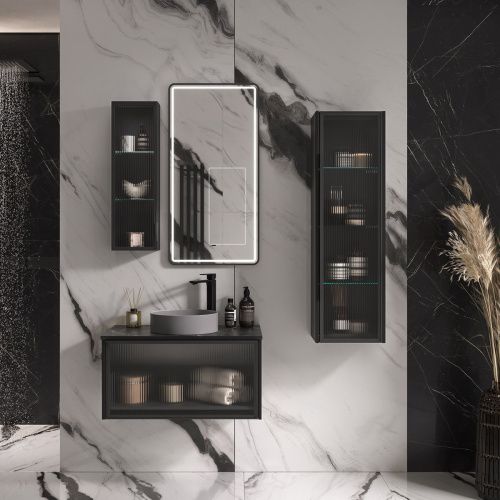 Тумба подвесная EQUIL Stoune 80.1Y дуб черный tpSTOUNE80.1Y-35 (арт. 110AMDH) БЕЗ РАКОВИНЫ