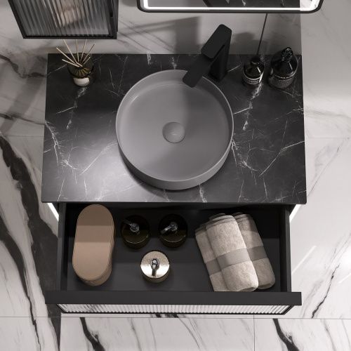 Тумба подвесная EQUIL Stoune 80.1Y дуб черный tpSTOUNE80.1Y-35 (арт. 110AMDH) БЕЗ РАКОВИНЫ