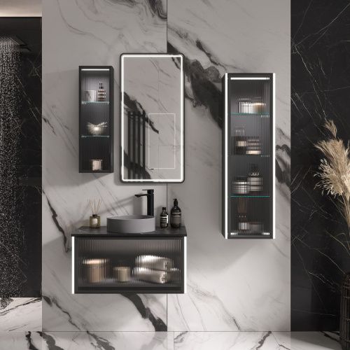 Тумба подвесная EQUIL Stoune 80.1Y дуб черный tpSTOUNE80.1Y-35 (арт. 110AMDH) БЕЗ РАКОВИНЫ