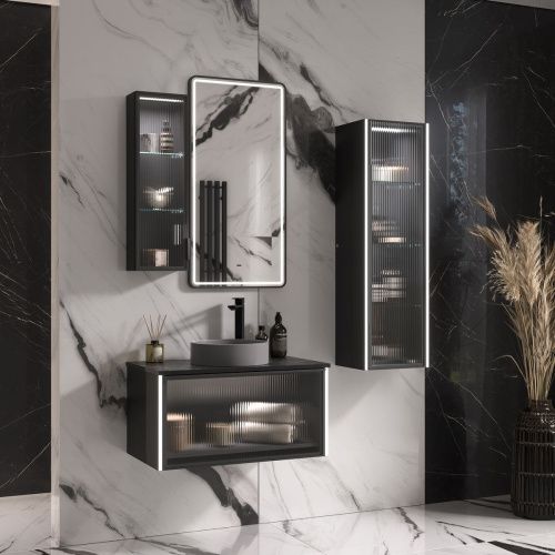 Тумба подвесная EQUIL Stoune 80.1Y дуб черный tpSTOUNE80.1Y-35 (арт. 110AMDH) БЕЗ РАКОВИНЫ