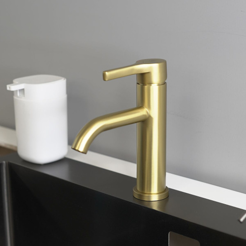 Смеситель для умывальника Wasser Zimmer ZM-7781-1K матовое золото, SUS304 (12)