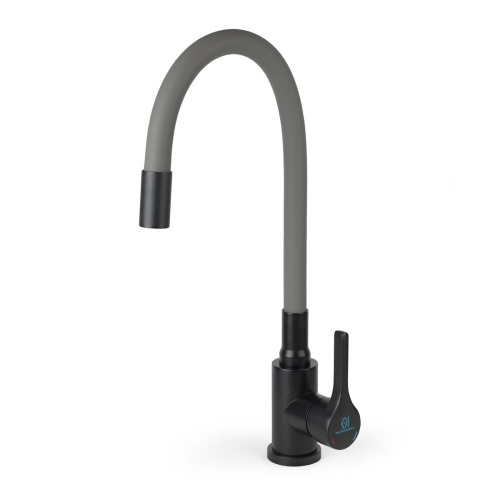 Смеситель для кухни Wasser Zimmer ZM-7781-2H-757 черный, гибкий излив графит, SUS304 (12)