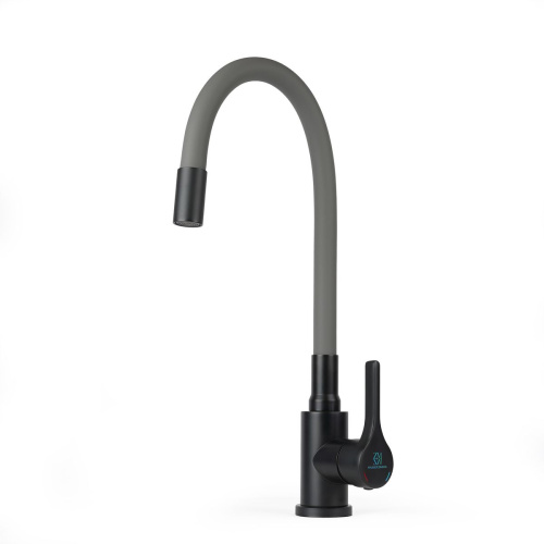 Смеситель для кухни Wasser Zimmer ZM-7781-2H-757 черный, гибкий излив графит, SUS304 (12)