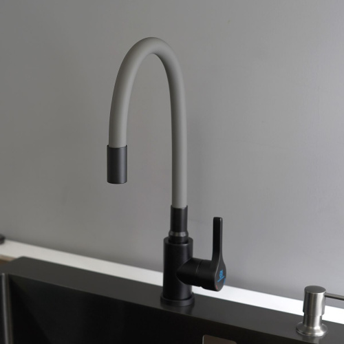 Смеситель для кухни Wasser Zimmer ZM-7781-2H-757 черный, гибкий излив графит, SUS304 (12)