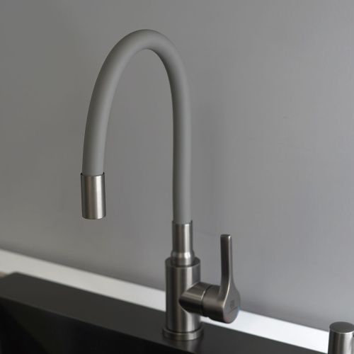 Смеситель для кухни Wasser Zimmer ZM-7781-2Q-757 графит, гибкий излив графит, SUS304 (12)