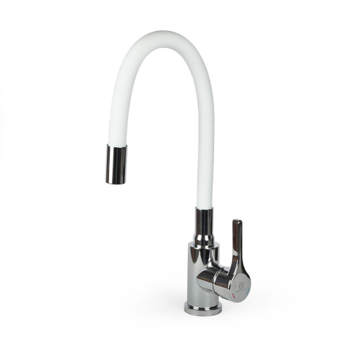 Смеситель для кухни Wasser Zimmer ZM-7781-2-768 хром, гибкий излив белый, SUS304 (12)