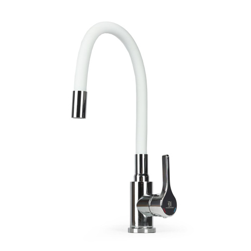 Смеситель для кухни Wasser Zimmer ZM-7781-2-768 хром, гибкий излив белый, SUS304 (12)