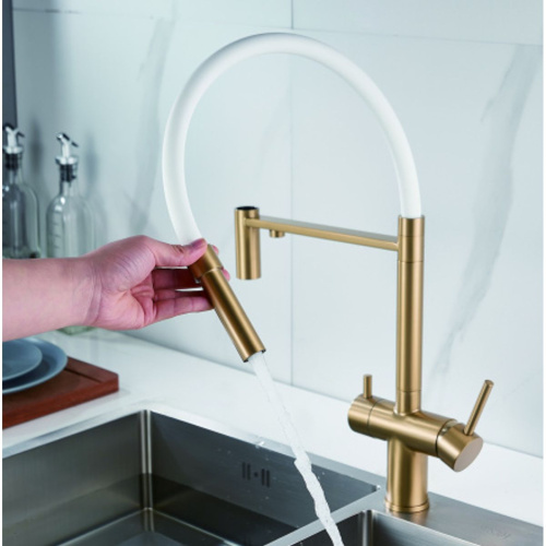 Смеситель для кухни Shevanik S178G с подключением фильтра питьевой воды, матовое золото (8)