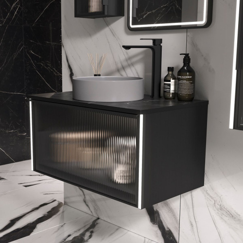 Тумба для ванны подвесная EQUIL Stoune 80.1Y дуб черный tpSTOUNE80.1Y-35 с раковиной 110AMDH